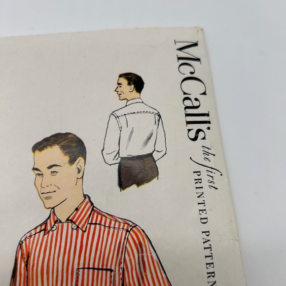 McCalls Vintage 1950's Pattern #3807 Men's Sport Shirt Size S 14-14.5 HTF RARE - Picture 3 of 6